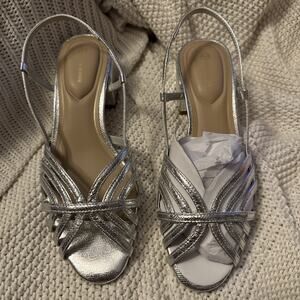 Giani Bernini Metallic Silver Dress Sandals Size 6 M Myrahh Slingback NIB NEW